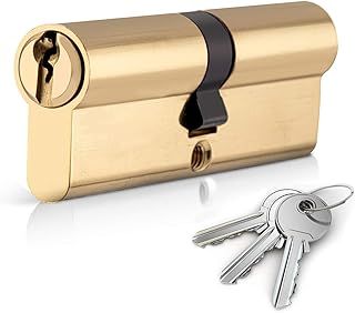XFORT® Brass 40/50 Euro Cylinder Lock (90mm), Euro Door Barrel Lock with 3 Keys, Anti-Bump, Anti-Drill and Anti-Pick Door Lock with Key to Ensure High Security for Wooden, UPVC and Composite Doors
