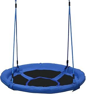 HOMCOM Kid Nest Swing Seat Saucer Tree Swing 40 Inch/100cm for Outdoor Indoor Blue