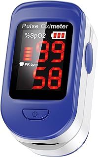 AGPTEK Pulse Oximeter Fingertip, Blood Oxygen Saturation Monitor, Sats Probe Heart Rate Monitor and SpO2 Levels for Adult and Child, with OLED Screen Display Batteries, Case and Lanyard