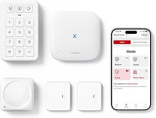 X-Sense Smart Home Security Systems, Wireless alarm systems, Works with Alexa, Supports Mobile App Alerts, Includes 1 Base Station, 2 Door Alarms, 1 Motion Alarm, 1 Keypad, AS05