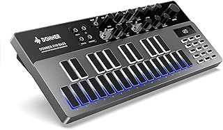 Analog Bass Synthesizer and Sequencer, Donner B1 Controller with 128 Patterns, Saturation & Delay Effects, LED Display and MIDI IN/OUT