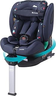 i-Size 360 Swivel Car Seat, Group 0+123 Car Seat with ISOFIX and Support Leg, ECE R129, 0-36 kg, 0-12years, 40cm-150cm, Navy, Feather Pattern