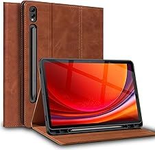 Gexmil Leather Case for Samsung Galaxy Tab S10 Ultra / S9 Ultra 14.6 Inch,Genuin leather Cover with S Pencil Holder, Adjustable Stand,Auto Sleep/Wake,Anti-Slip,Anti-Fingerprint, Brown