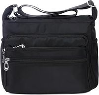 NOTAG Womens Shoulder Bag Multi Pocket Crossbody Bag Waterproof Tote Handbag Travel Purse Lightweight Messenger Bag for Casual Sport Hiking Travel, 2 Size (L, black)