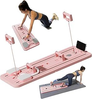 Multifunctional Abdominal Board with Resistance Bands and Knee Mat, Automatic Rebound Ab Roller with Elbow Support, Multi-Functional Ab Exercise Board, Abs Exercise Machine for Full Body