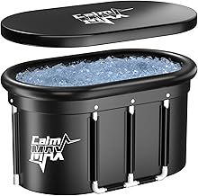CalmMax XL 478L Oval Ice Bath for Athletes with Inflatable Neck Rest Ring and Cover Portable Cold Plunge Tub for Cold Water Therapy Ice Baths at Home