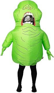Smiffys Ghostbusters Inflatable Slimer Costume for Adults, All-in-One with Self-Inflating Fan, Green, Officially Licensed with Ghostbusters Badges, Ideal for 80s Themed Halloween Parties and Students