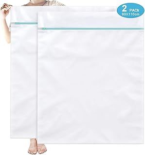 OTraki Mesh Laundry Bag Extra Large 2 Pack 35 x 43 inch Fine Net Delicates Wash Bag Zipped XXL Washing Bag for Washing Machine Wedding Dress Bedding Blanket Rug Sheet Quilt Curtain(Blue)