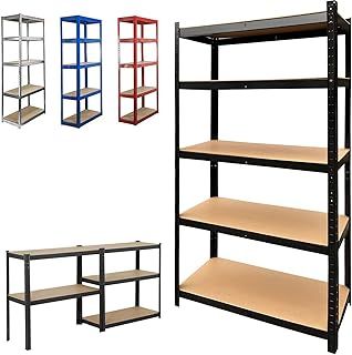 Garage Shelving Units - Heavy Duty 5 Tier Black Adjustable Shelving Shelf Racking Unit Storage Rack - 175KG Per Shelf - Metal Shelves Boltless Rack for Workshop, Shed, Office - 150cm x 70cm x 30cm