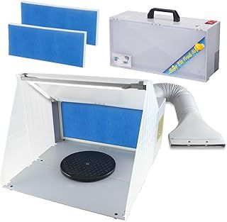 OPHIR Portable Airbrush Lighted Hobby Spray Booth with LED Lights and Extra 2 Pieces Filter for Painting Craft,Hobby Model,Model Car Airplane,Cake,Arts,T-Shirts with 67 Inch Exhaust Extension Hose