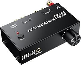 PROZOR Phono Preamp - Preamplifier with Volume Control Stereo M/M Turntable Amplifier RCA Input & RCA 3.5mm Output Pre AMP Phono Preamplifier for Turntable with 12V 1A Power Adapter for Record Player