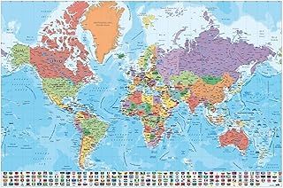 Grupo Erik World Map Poster - 36 x 24 inches / 91.5 x 61 cm - Shipped Rolled Up - Cool Posters - Art Poster - Posters & Prints - Wall Posters
