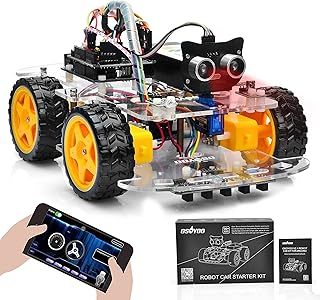 OSOYOO Electric Smart Robotic Car Set - for Arduino UNO - Electronic Starter Kit - With Line Tracking Module - Wifi control - Object Follow - Educational Robotic Kits - for Kids Teens Adults
