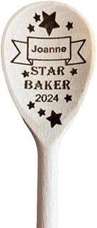 Personalised Star Baker Wooden Spoon, 30cm Beech Spoon Laser Engraved with Any Name of Your Choice. Great Gift for The Baker and Cake Maker in Your Life.