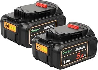 2-Pack Power Elektro DCB184 18V 5.0Ah Replacement XJ Battery Compatible with Dewalt DCB200 DCB180 DCB181 DCB182 DCB201 DCB200-2 Lithium Ion Battery 18 Volt MAX XR Tools