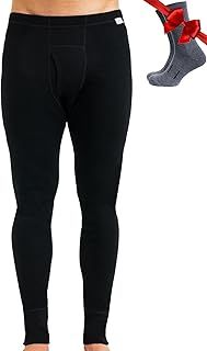 Merino Wool Base Layer Men Leggings Pants 100% Merino Wool Thermal Underwear Long Johns Light, Mid, Heavyweight + Hiking Socks