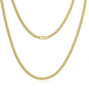 Jewlpire Gold Chain | Silver Chain for Men Women Boys, Diamond Cut Miami Mens Cuban Link Chain Necklace, Hip-Hop & Cool Style, 316L Stainless Steel/18K Gold Plated, 4/6/10mm, 18/20/22/24/26/30 Inch