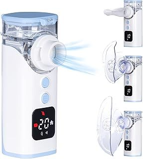HITHINKMED Nebuliser Machine for Adults & Kids, Portable Nebuliser for Adults Sinus Inhaler with Digital Display, Timed and Automatic Cleaning Functions Suit for Home & Travel -Blue