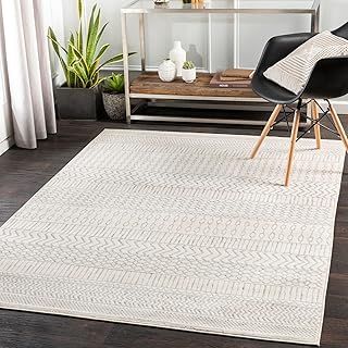 Livabliss Honolulu Geometric Rug - Scandi Area Rugs Living Room 150x213 cm, Dining, Kitchen - Neutral, Abstract Patterned Rugs, Boho Style, Easy Care Pile - Large Rug, Ivory and Grey