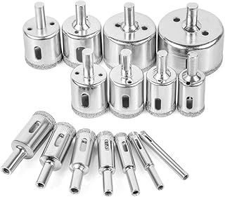 Tile Hole Saw, EVERMARKET 15 Pcs Diamond Holesaw Drill Bit Extractor Remover Tools for Glass, Porcelain, Ceramic, Granite Stone Drill Bits 6-50mm