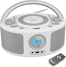 WISCENT CD Radio Portable CD Player Boombox with Bluetooth,FM Radio,CD-MP3/CD-R/CD-RW Compatible,USB Port, 3.5mm AUX Input, Headphone Jack, Mains or Battery CD Music Player