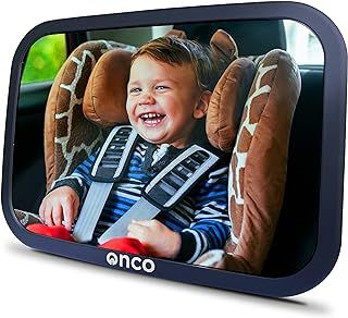 Onco Baby Car Mirror - 100% Shatterproof & Shakeproof, Award-Winning Car Mirror Baby Rear View, Non-Slip with 360° Rotation, Newborn Essentials