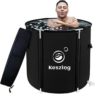 Foldable Ice Bath Tub, 99 Gal Cold Plunge Tub for Adult with Updated T Shaped Frame, Outdoor Freestanding Bathtub Spa Tub for Shower Stall, More Stable