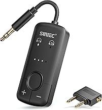 SUNITEC Airplane Bluetooth 5.3 Adapter Airfly Bluetooth Transmitter Supports 2 AirPods or Headphones with AptX Low Latency, 3.5mm AUX Wireless Audio Transmitter for Travel,TV,Gym,Tablets (Black)