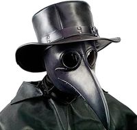 PartyHop Plague Doctor Mask, Black Bird Beak Steampunk Gas Costume, for Kid and Adult