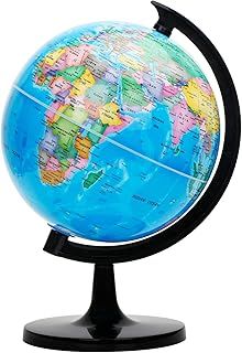 EXERZ 20cm World Globe - Educational Geographic - Political Map - Self Assembled School Globe - 20cm Diameter