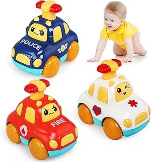 Baby Toy Cars,Cartoon Wind up Cars for 1 Year Old Boy Gifts Press and Go Toddler Toy Cars for Toddlers 1-3 Baby Toys 12-18 Months Gifts for 1 2 3 Year Old Boys Girls