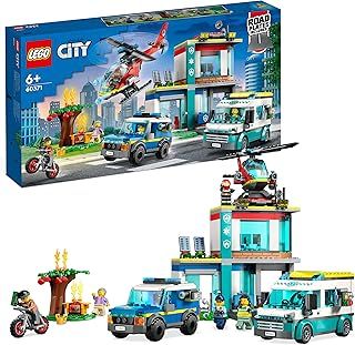 LEGO 60371 City Emergency Vehicles HQ Set with Fire Rescue Helicopter Toy, Ambulance, Motorbike and Police Car Toys, Gift for Boys & Girls Age 6 Plus