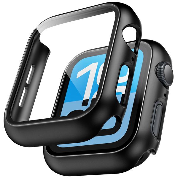 TAURI 2 Pack Hard Case for Apple Watch SE 3 /Series 6/5/4 /SE 44mm, Black