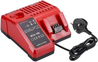 M-12 & M-18 Rapid Charger 3A Replacement for Milwaukee 12V/18V XC Lithium Ion Charger 48-59-1812 48-11-1850 48-11-2402(UK Plug)