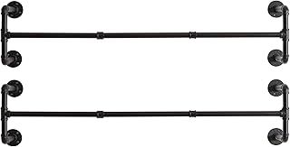IBUYKE Wall Mounted Clothes Rail Set of 2, 127cm Industrial Pipe Clothes Bar Rack, Heavy Duty Retro Wall Tidy Rail, Pipe Display Rails for Home Shops, Detachable Garment Hanging Storage Rail TYJ002H-2