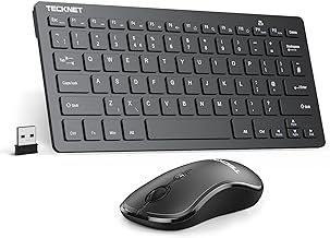 TECKNET Mini Wireless Keyboard and Mouse Set, 2.4G Cordless USB Keyboard and Silent Mouse Comb with Nano USB Receiver, 12 Months Battery Life, 12 Multimedia Shortcuts for Computer, PC, Laptop, Black