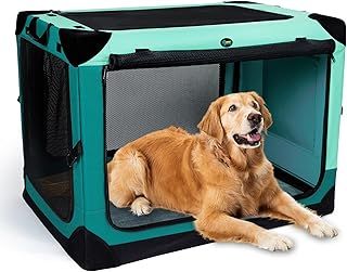 Ownpets 4 Door Folding Dog Crate, Portable Pet Crate with Strong Yet Lightweight Steel Frame for Dogs & Cats, 106.5x78.5x78.5CM Detachable Soft Dog Kennel for Camping,X-Large