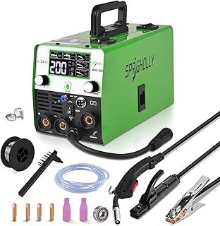 MIG Welder Machine 200Amp 240V 4 in 1 Multiprocess Welder,Mig Gas/Gasless Flux Core/Lift TIG/Stick MMA Synergy Welding,Large LED Display Upgrade MIG200