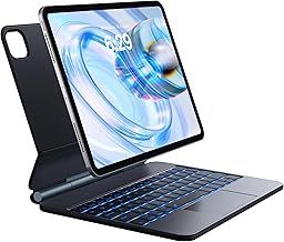 CHESONA iPad Air 11 inch Case with Keyboard M2 2024/M3 2025, Easy-Set Magnetic Stand with Touchpad for iPad Pro 11 (4th/3rd/2nd/1st), Auto-Sleep/Wake & 7-Color Backlit for iPad Air 5/4th, Black