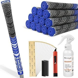 SAPLIZE Golf Grips 13 Piece with Complete Regripping Kit, Standard /Mid-Size, Cord Rubber, Hybrid Golf Club Grips, 6 Colors Options