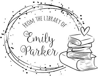 from The Library of Stamp, Custom Library Stamp, Personalized Teacher Stamp, Book Stamp, Stack of Book Design Stamp, self Inking Stamp