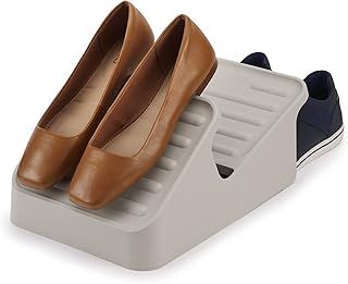 Joseph Joseph Shoe-In - 2-Tier Space-saving Shoe Rack Organiser, holds up to 3 pairs, Compact- Ecru