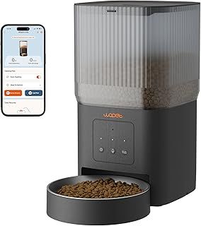 Automatic Cat Feeder, 4L Timed Dog Feeder with 180-Day Battery Life, Programmable Cat Food Dispenser Control 1-6 Meals Per Day, Automatic Dog Feeder for Dry Food with Stainless Steel Bowl White