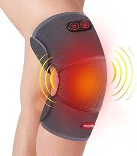 Comfheat USB Powered Knee Massager for Joint Arthritis Pain Relief Heated Knee Brace Wrap with Massage Vibration Warm Compress Knee Heating Pad Adjustable Temperature Auto Off