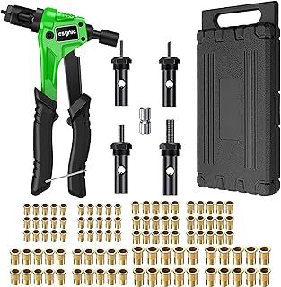 eSynic Rivet Nut Tool Professional Rivet Nut Gun 8 Inch Rivnut Tool Set Hand Rivnut Tool Kit Durable Rivnut Gun with 100pcs M3 M4 M5 M6 Rivet Nut Tools and Carrying Case to Make Your Job Easier