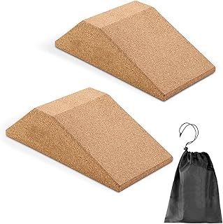 2 Pack Cork Squat Wedge Block - Heel Elevated Squats & Calf Raises, Non-Slip Slant Board for Weightlifting & Yoga Fitness Protection