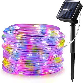 Solar Fairy String Lights, Solar String Rope Lights, 12M/39ft 100 LEDs Solar Powered Tube Lights Waterproof with 8 Modes for Garden Wedding Christmas Party Holiday Decorations