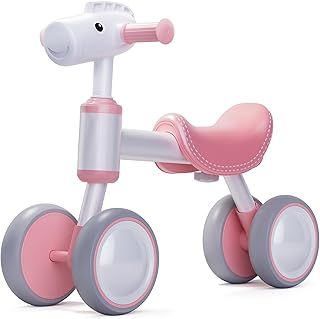 Hilifexll Baby Balance Bike 1 2 Years Old Boys Girls Toddler Ride on Toys for 1 Year Old, 4 Wheels Toddler Bicycle Toy 1st Birthday Gifts for Girls Boys Ages 12-24 Month Baby Bike Walker