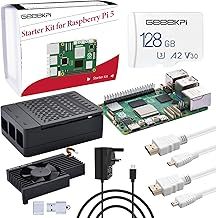 GeeekPi Starter Kit for Raspberry Pi 5 8GB, with Raspberry Pi 5 & Armor Lite V5 Active Cooler, ABS Case, 128GB Card, Card Reader, 2pcs 4K HDMI Cables and 27W USB C Power Supply
