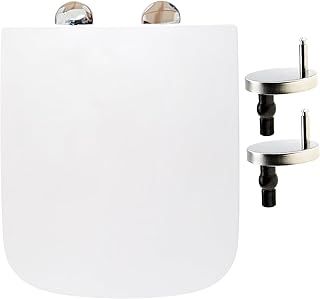 Square Toilet Seat Soft Close Toilet Seat Mute Seat Cover Quick Release Loo Seat Easy Cleaning Easy Installation with Top Fixing & Adjustable Hinges 42L x 36W cm Plastic AAN®